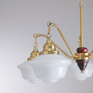 Lustra Lustre Laiton Bois Verre Satiné Classique