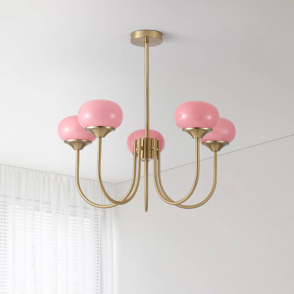 Breniona Lustre Globe en Verre Rose Doré