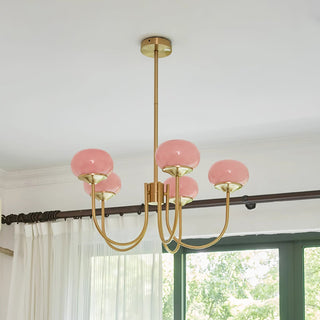Lustra Lustre Globe en Verre Rose Doré