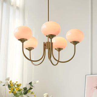 Lustra Lustre Globe en Verre Rose Doré