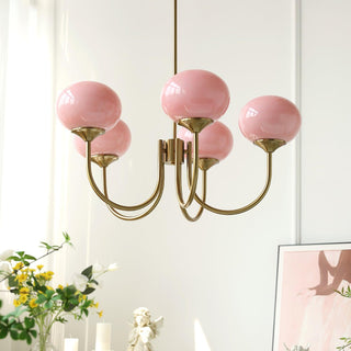 Lustra Lustre Globe en Verre Rose Doré