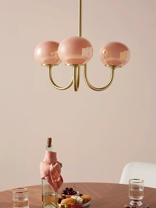 Lustra Lustre Globe en Verre Rose Doré
