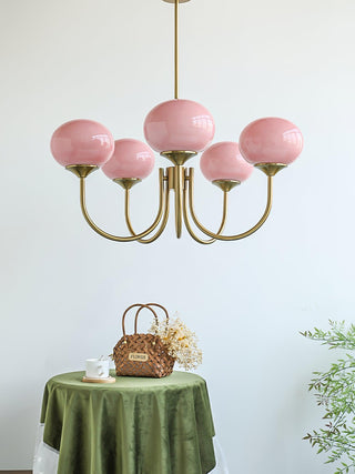 Lustra Lustre Globe en Verre Rose Doré