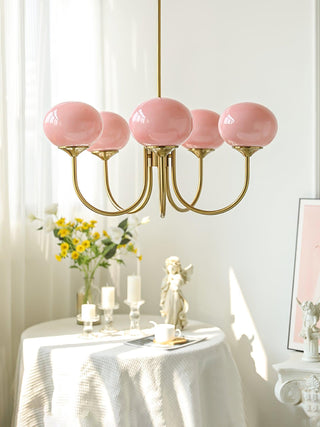 Lustra Lustre Globe en Verre Rose Doré