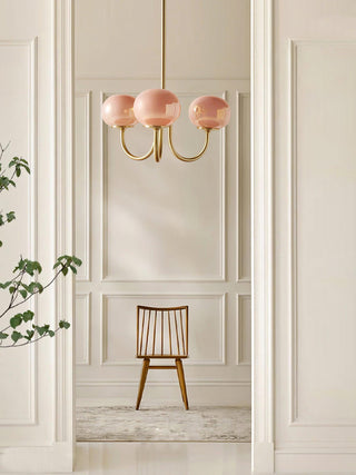 Lustra Lustre Globe en Verre Rose Doré