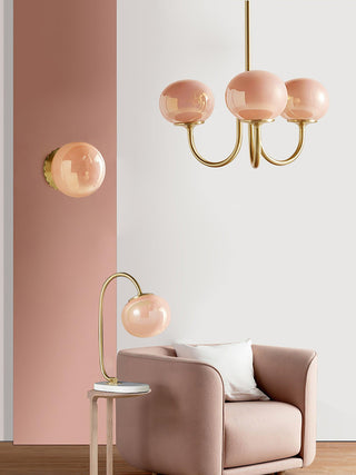 Lustra Lustre Globe en Verre Rose Doré