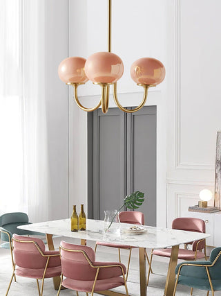 Lustra Lustre Globe en Verre Rose Doré