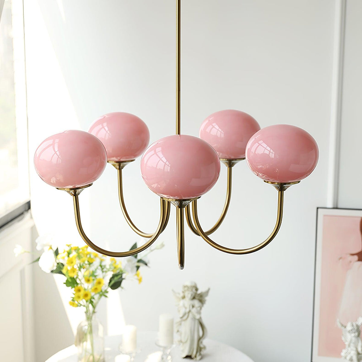 Breniona Lustre Globe en Verre Rose Doré