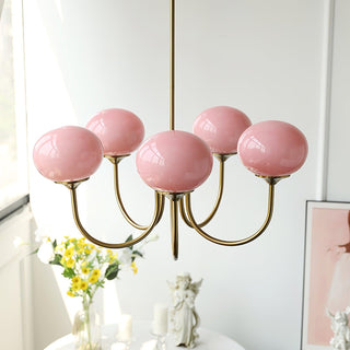 Lustra Lustre Globe en Verre Rose Doré