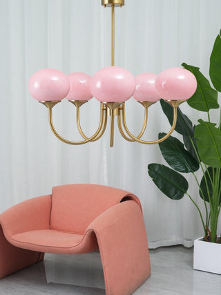 Lustra Lustre Globe en Verre Rose Doré