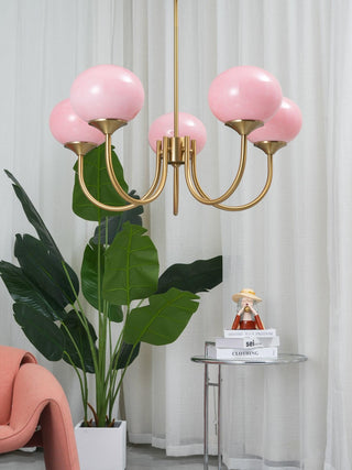 Lustra Lustre Globe en Verre Rose Doré
