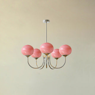 Lustra Lustre Globe en Verre Rose Doré