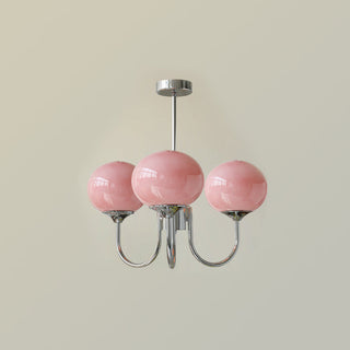 Lustra Lustre Globe en Verre Rose Doré