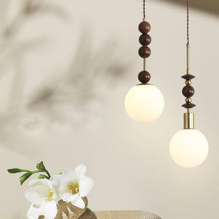 Norn Suspension Verre Perles en Bois