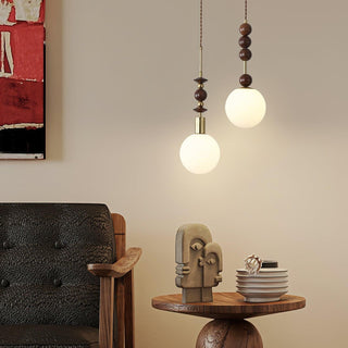 Norn Suspension Verre Perles en Bois