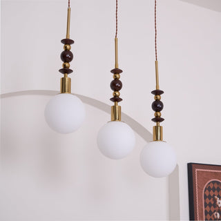 Norn Suspension Verre Perles en Bois