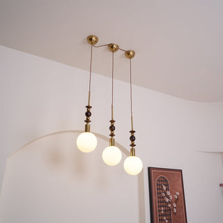 Norn Suspension Verre Perles en Bois