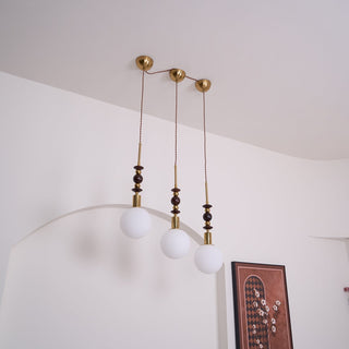 Norn Suspension Verre Perles en Bois