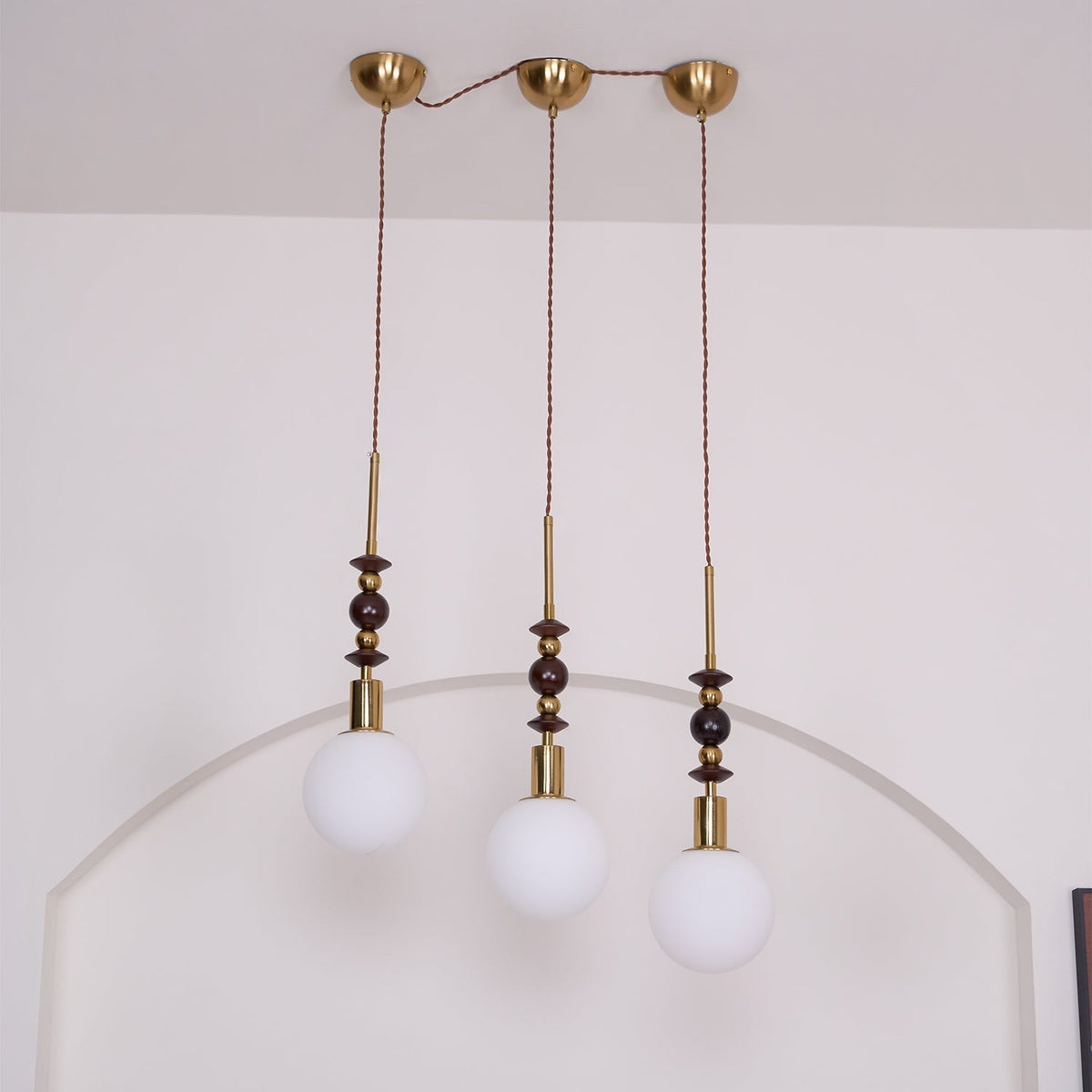 Norn Suspension Verre Perles en Bois