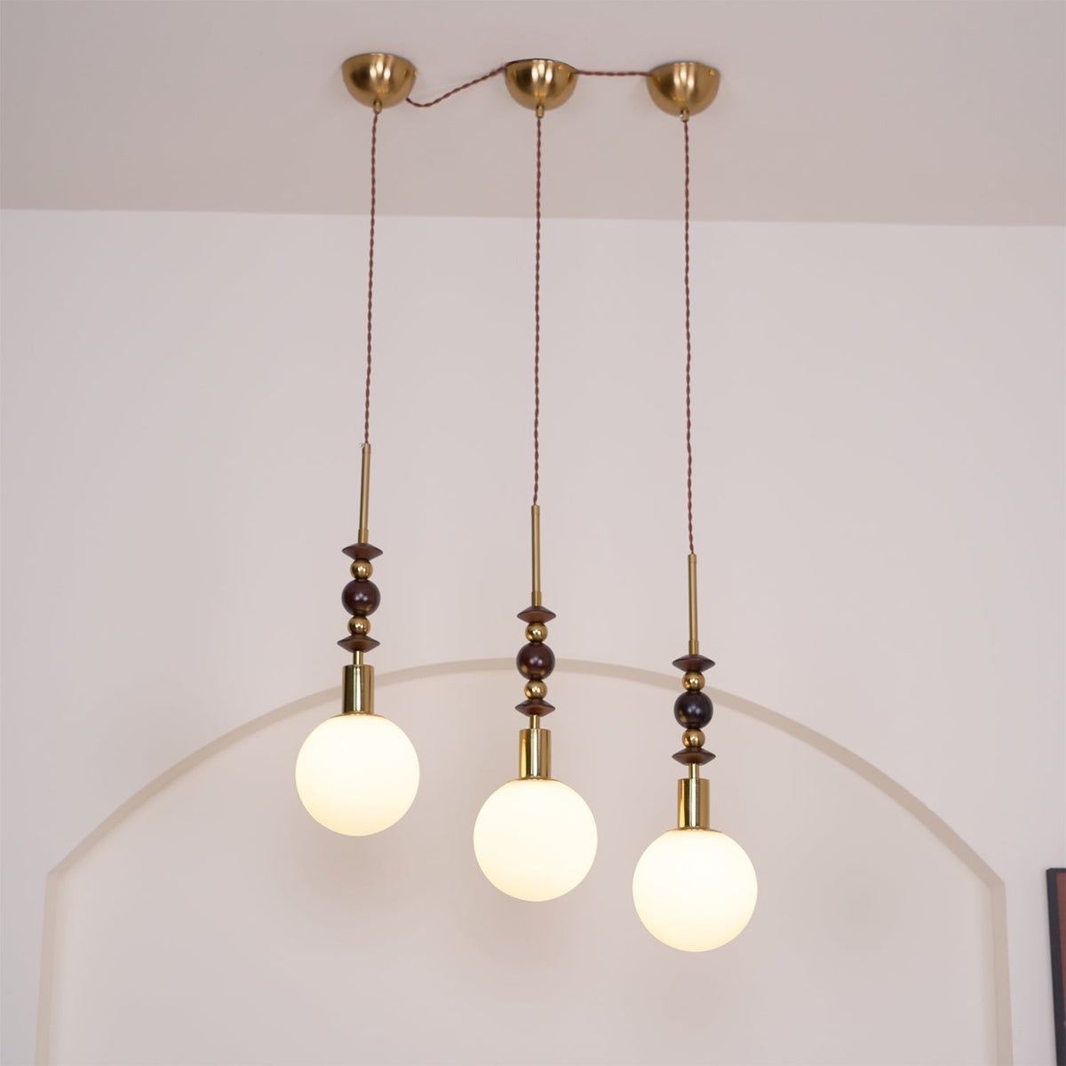 Norn Suspension Verre Perles en Bois