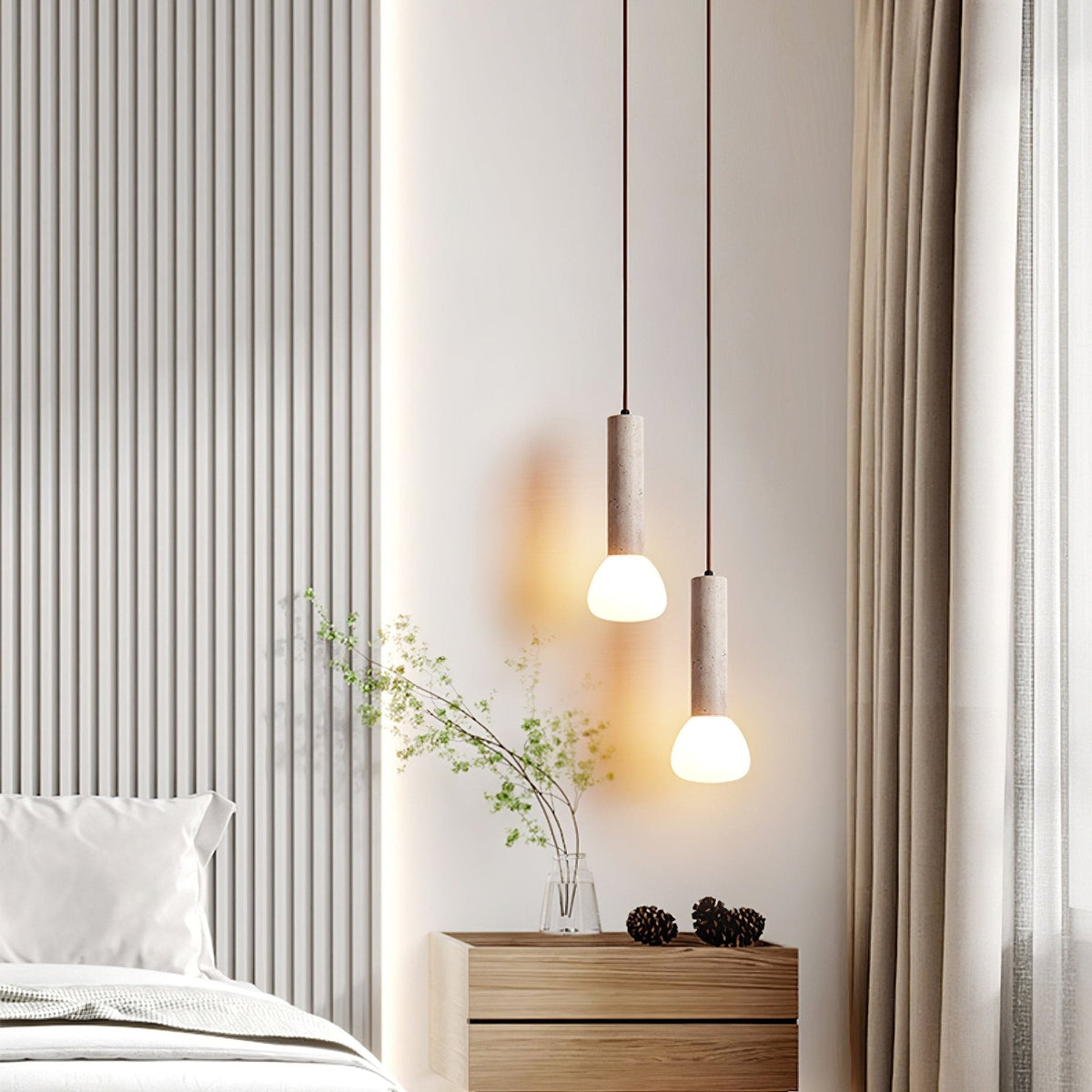 Cicaris Lampe Suspendue Minimaliste en Travertin