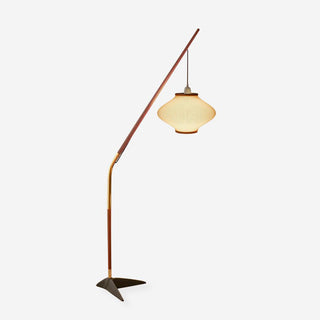 Ervenil Lampadaire en Bois d'Érable Et Verre Moderne du Milieu du Siècle