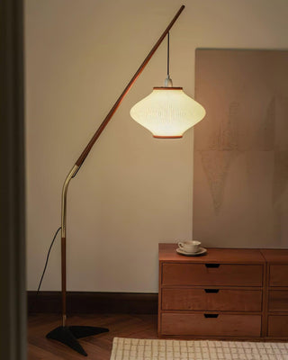 Ervenil Lampadaire en Bois d'Érable Et Verre Moderne du Milieu du Siècle