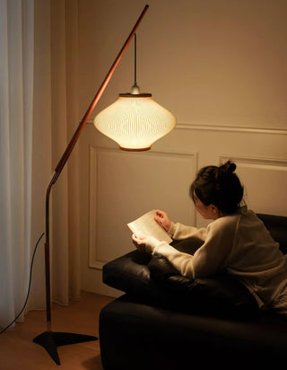 Ervenil Lampadaire en Bois d'Érable Et Verre Moderne du Milieu du Siècle