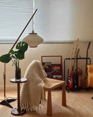 Ervenil Lampadaire en Bois d'Érable Et Verre Moderne du Milieu du Siècle