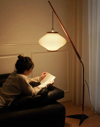 Ervenil Lampadaire en Bois d'Érable Et Verre Moderne du Milieu du Siècle