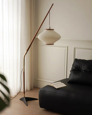 Ervenil Lampadaire en Bois d'Érable Et Verre Moderne du Milieu du Siècle