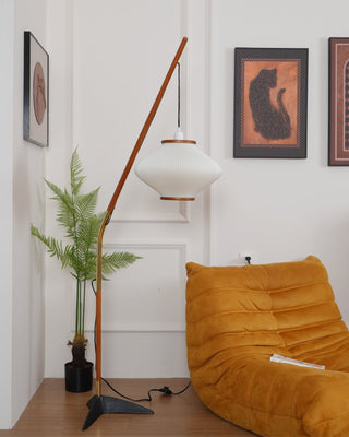 Ervenil Lampadaire en Bois d'Érable Et Verre Moderne du Milieu du Siècle
