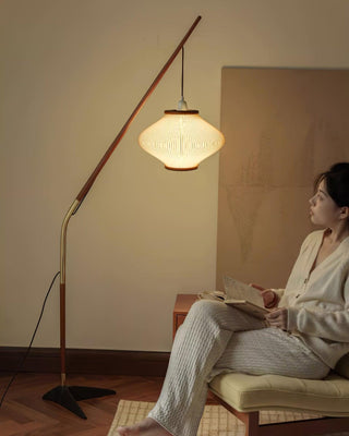 Ervenil Lampadaire en Bois d'Érable Et Verre Moderne du Milieu du Siècle