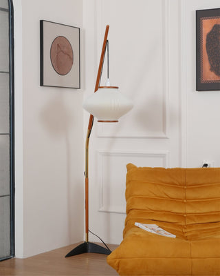 Ervenil Lampadaire en Bois d'Érable Et Verre Moderne du Milieu du Siècle