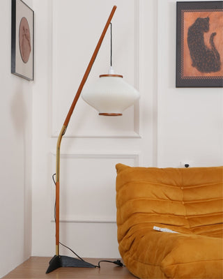Ervenil Lampadaire en Bois d'Érable Et Verre Moderne du Milieu du Siècle