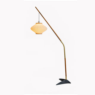 Ervenil Lampadaire en Bois d'Érable Et Verre Moderne du Milieu du Siècle