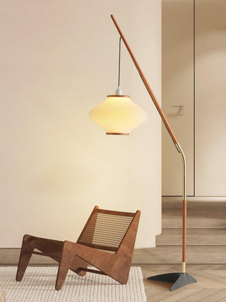 Ervenil Lampadaire en Bois d'Érable Et Verre Moderne du Milieu du Siècle
