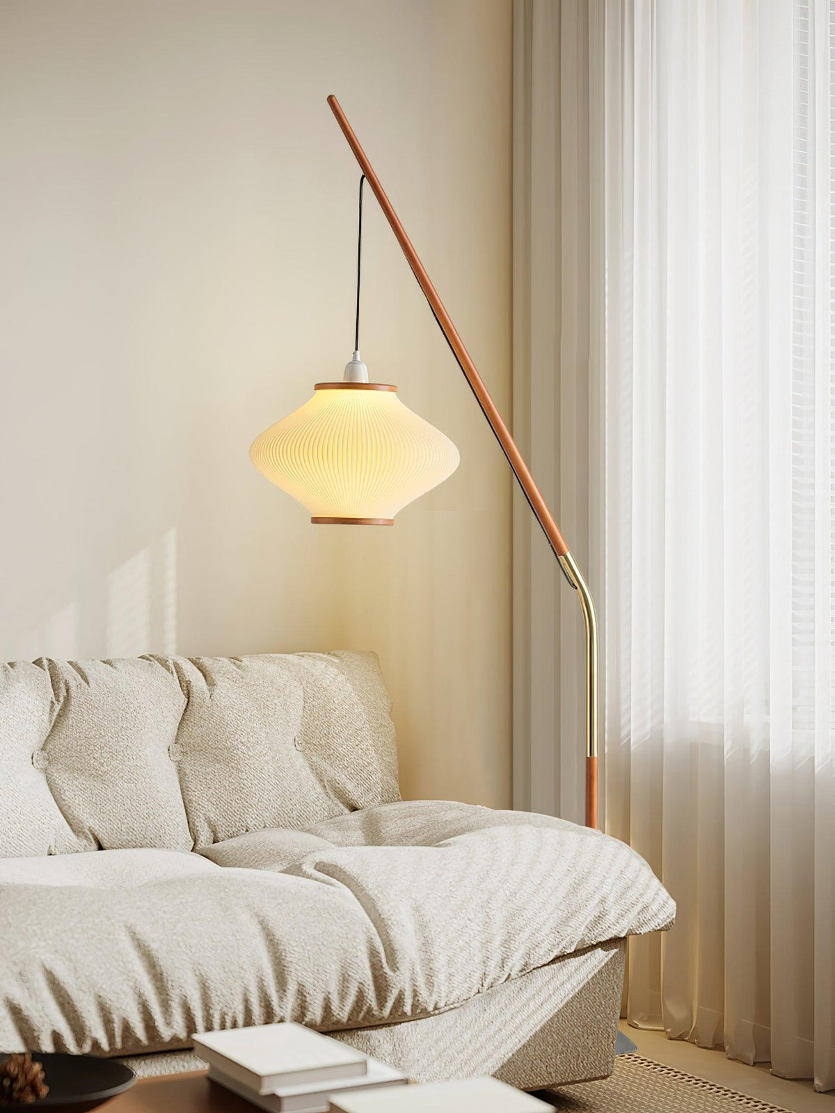 Ervenil Lampadaire en Bois d'Érable Et Verre Moderne du Milieu du Siècle