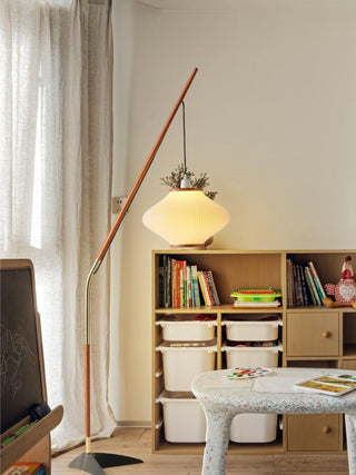 Ervenil Lampadaire en Bois d'Érable Et Verre Moderne du Milieu du Siècle