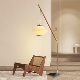 Ervenil Lampadaire en Bois d'Érable Et Verre Moderne du Milieu du Siècle