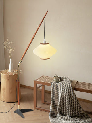 Ervenil Lampadaire en Bois d'Érable Et Verre Moderne du Milieu du Siècle
