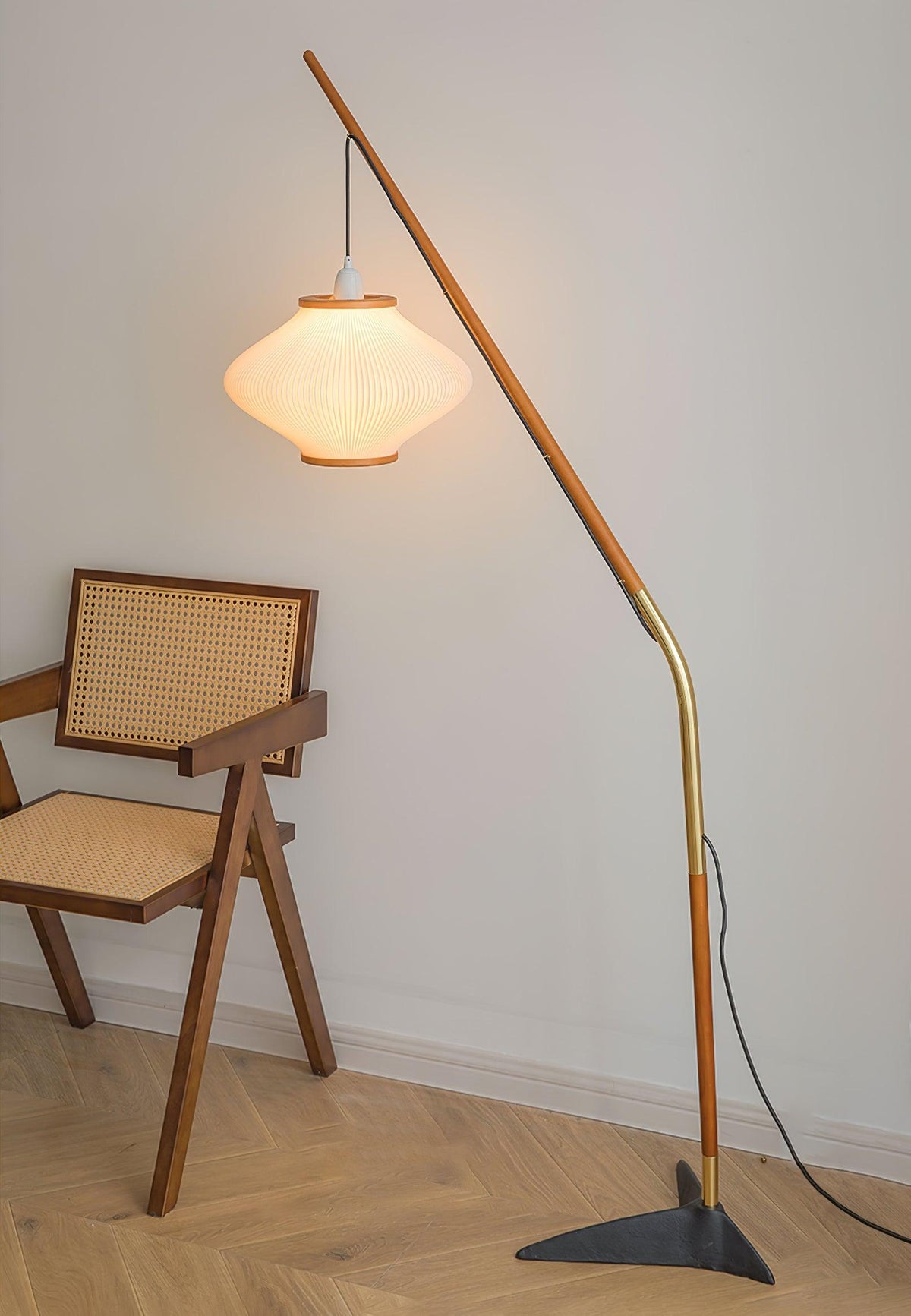 Ervenil Lampadaire en Bois d'Érable Et Verre Moderne du Milieu du Siècle
