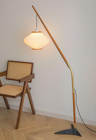 Ervenil Lampadaire en Bois d'Érable Et Verre Moderne du Milieu du Siècle