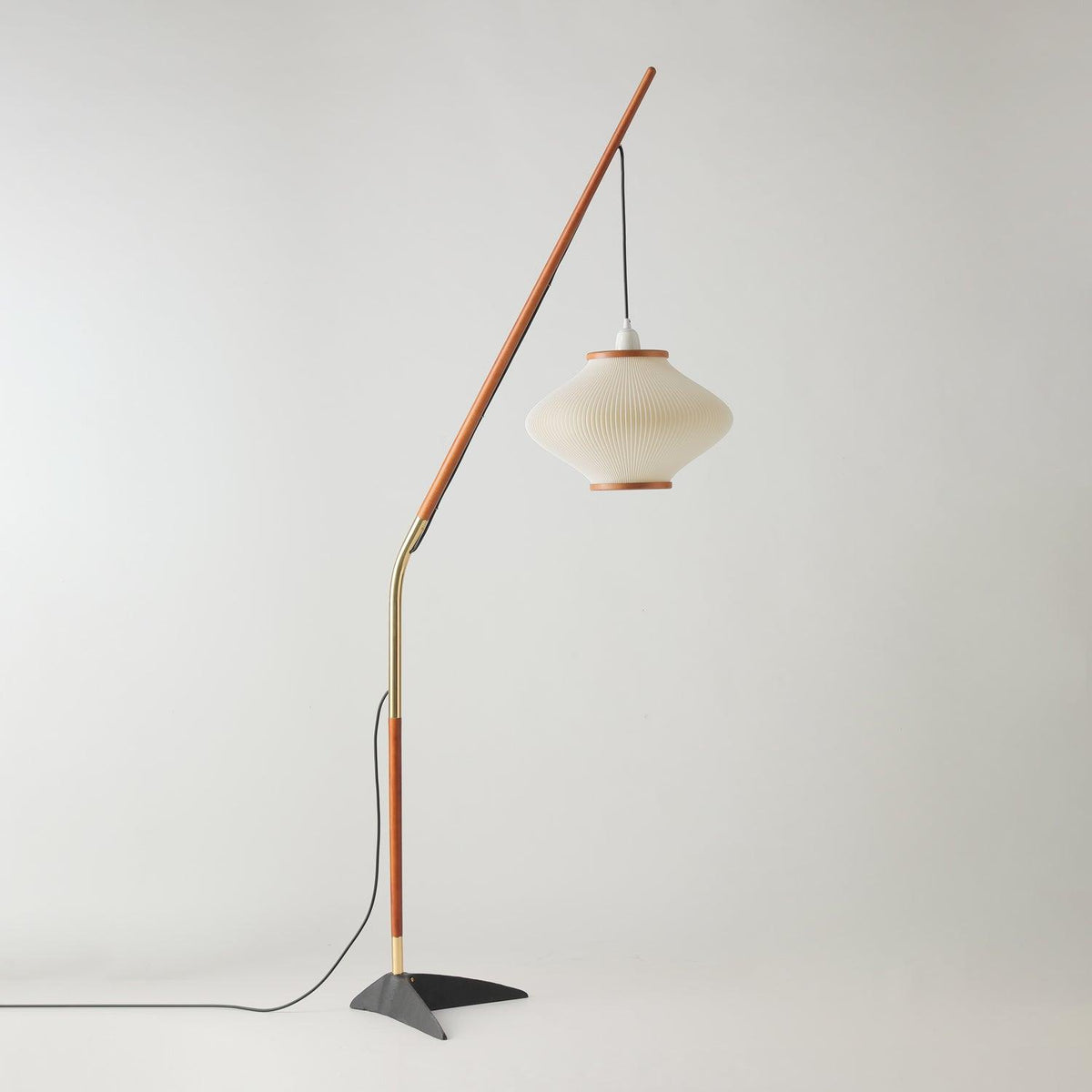 Ervenil Lampadaire en Bois d'Érable Et Verre Moderne du Milieu du Siècle