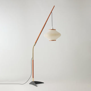 Ervenil Lampadaire en Bois d'Érable Et Verre Moderne du Milieu du Siècle