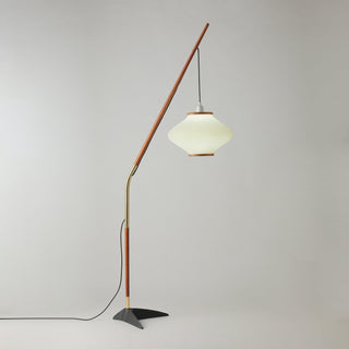 Ervenil Lampadaire en Bois d'Érable Et Verre Moderne du Milieu du Siècle