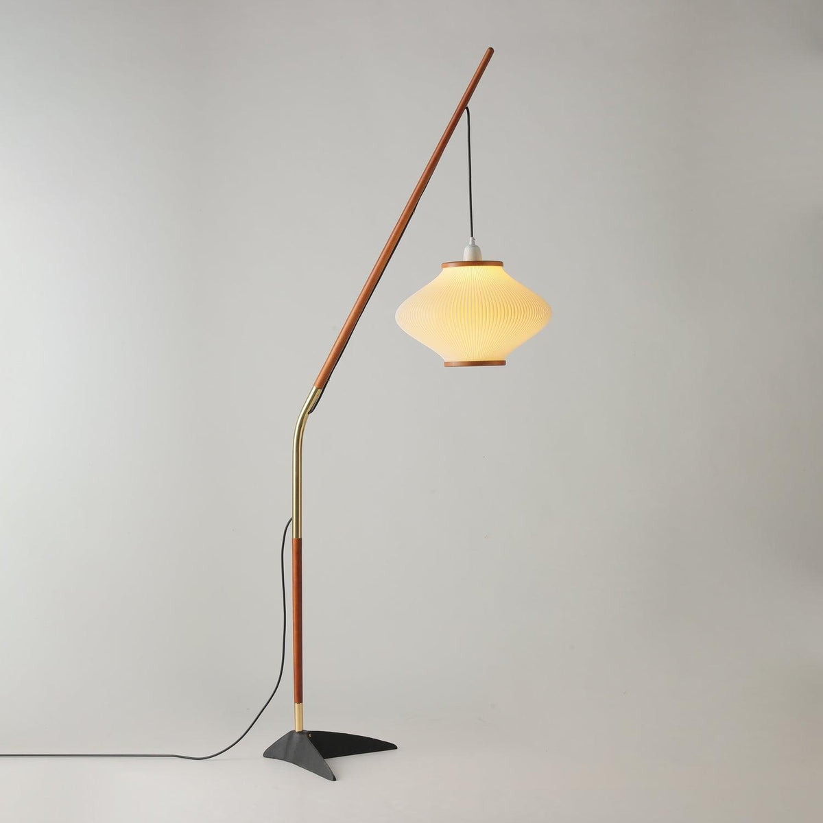 Ervenil Lampadaire en Bois d'Érable Et Verre Moderne du Milieu du Siècle