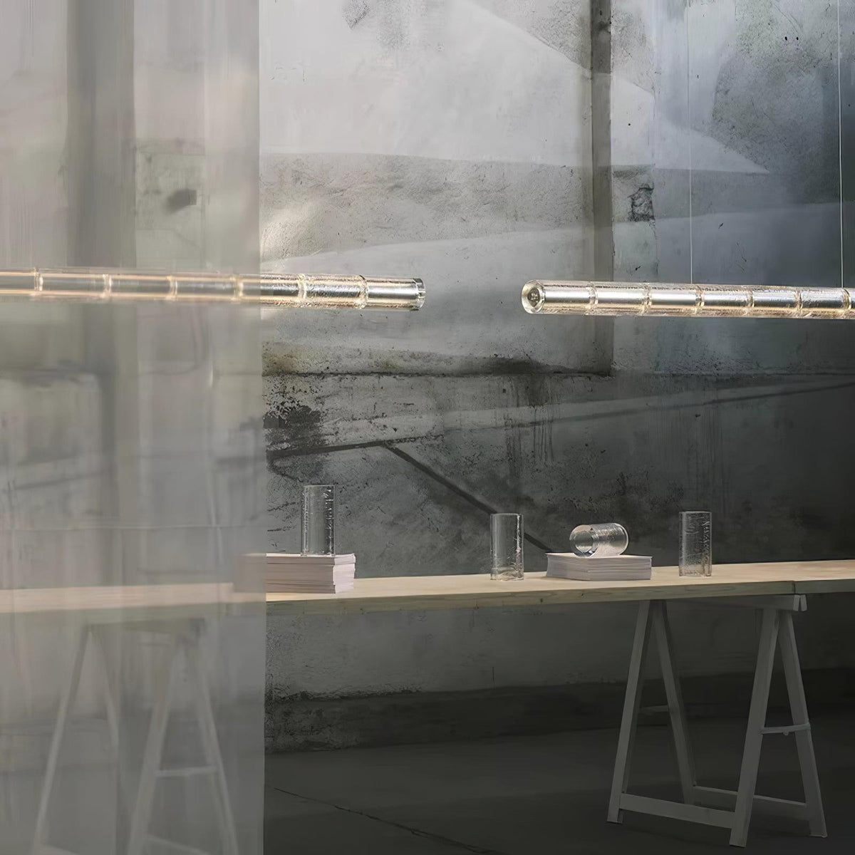 Lyliris Suspension Linéaire en Verre Minimaliste