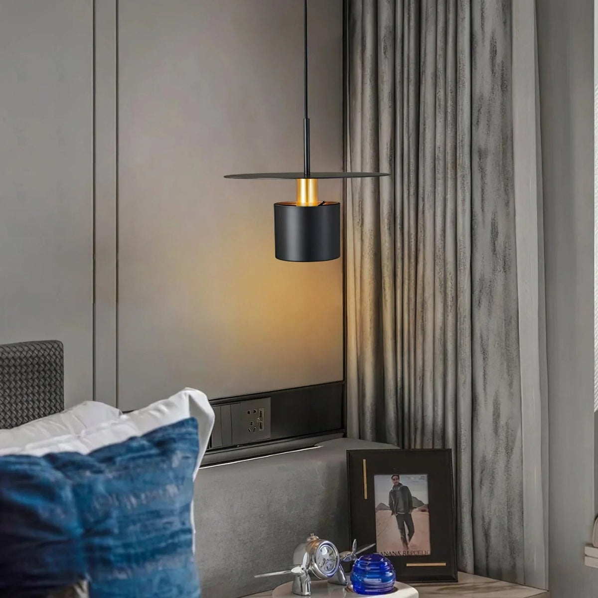 Darella Lampe suspendue cylindrique à disque industriel