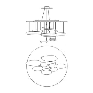 Lustra Lustre Sculptural en Aluminium